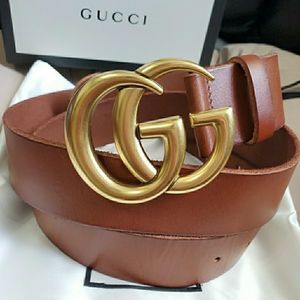 Authentic Gucci Marmont Belt 1.5" Brown Leather GG